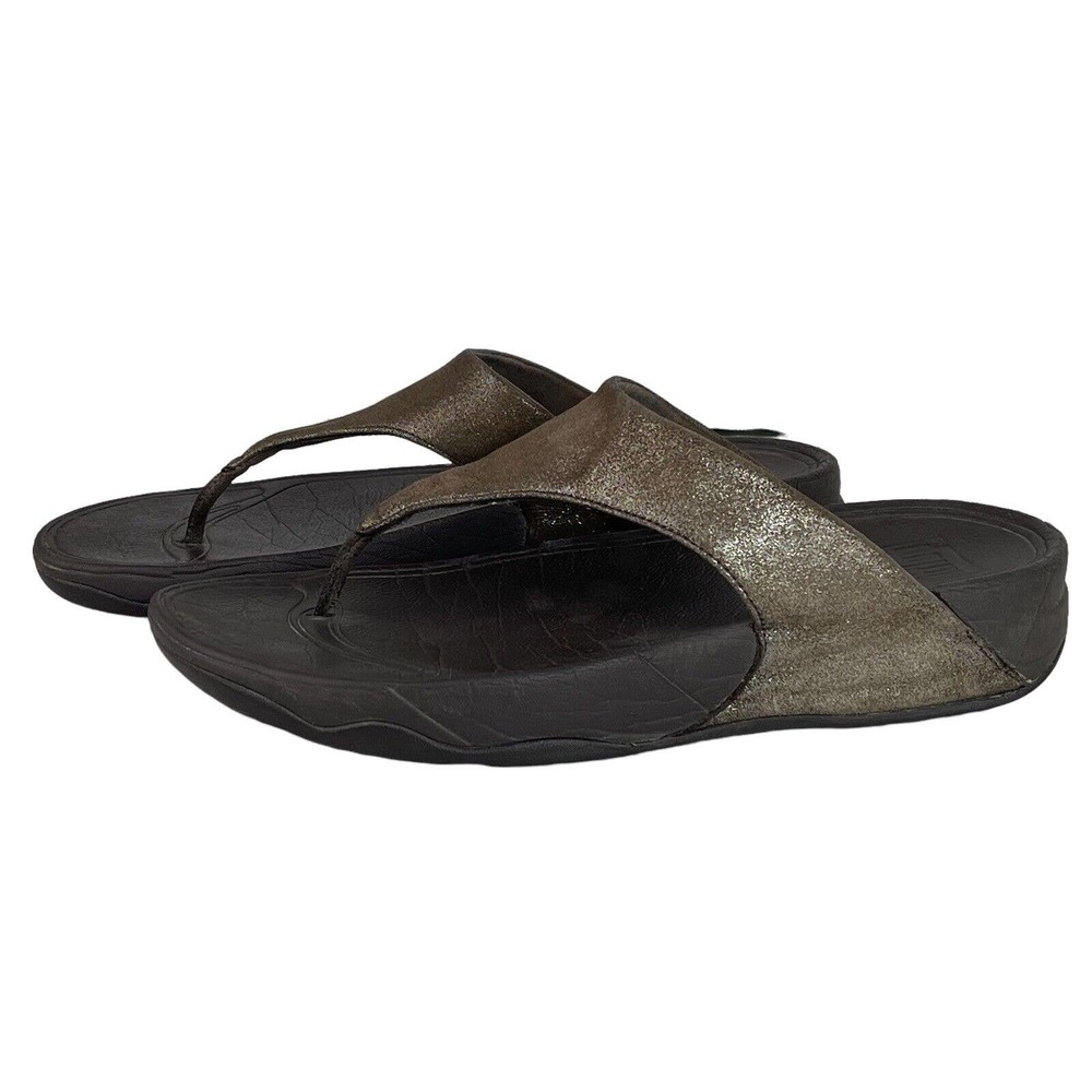 Fitflop Lulu Bronze Shimmer Sandals Flip Flop Style 505012 Thong Womens Sz 8 - Picture 3 of 10